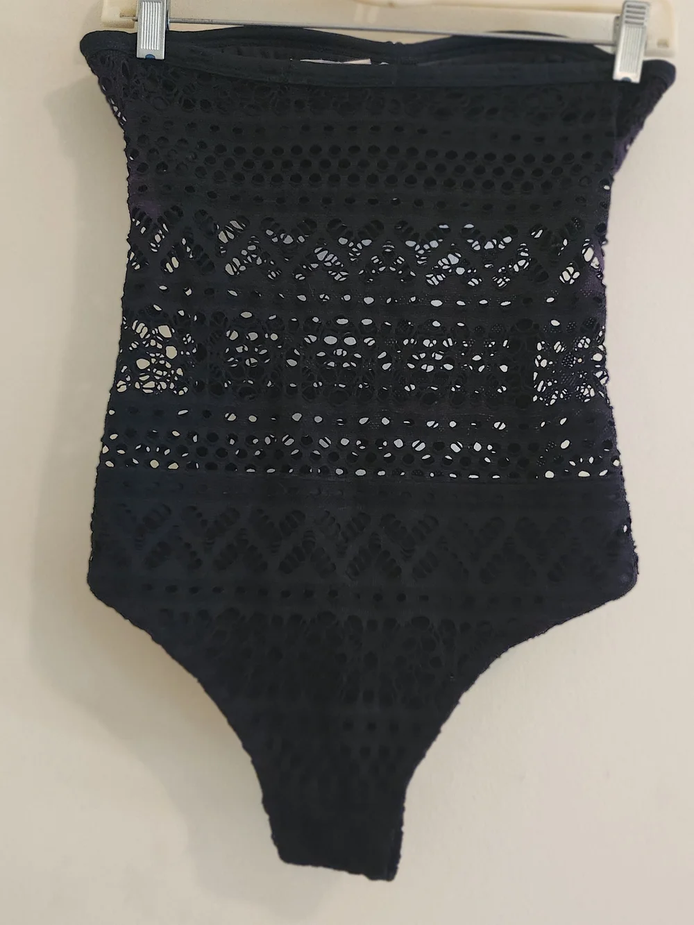 Sabrina Strapless Lace One-Piece Swimsuit in Black - Picture 3 of 4